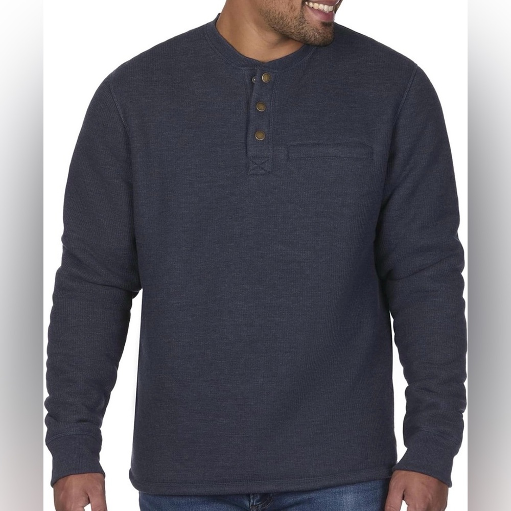 Men’s Coleman Long-Sleeve Sherpa Lined Waffle Henley Shirt Size XL